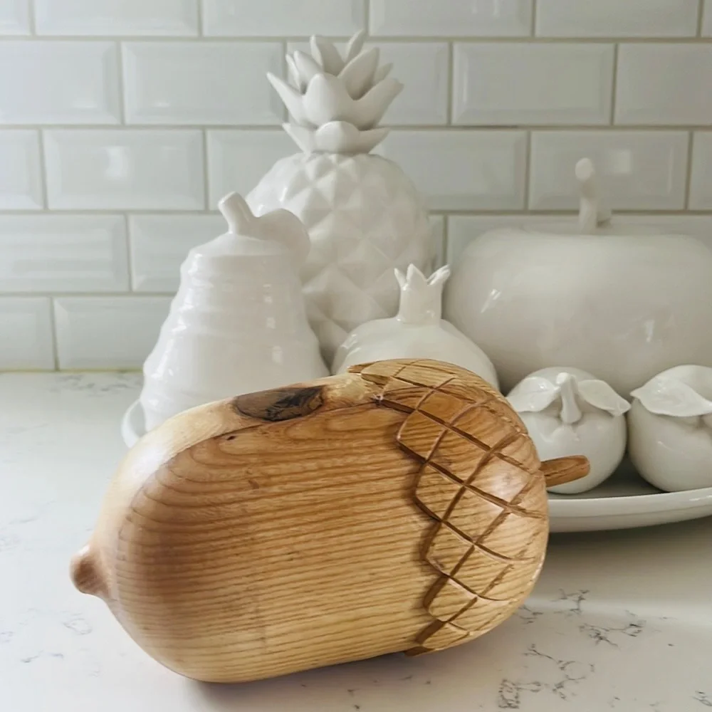 Crate&Barrel Large Wood Acorn Sculpture